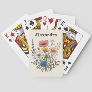 Vintage Cottagecore Wildflower-Illustration Spielkarten