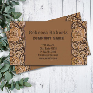 Vintage-Country-Cowgirl-getriebenes Leder-Western Visitenkarte