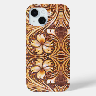 vintage Country Ledertasche Western iPhone 15 Hülle