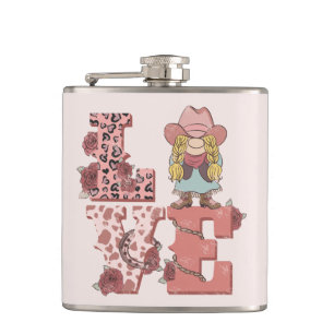 Vintage Country-Style "Liebe" mit einem blonde Cow Flachmann