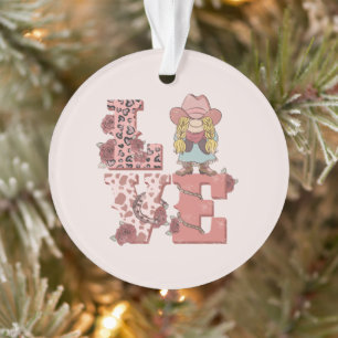 Vintage Country-Style "Liebe" mit einem blonde Cow Ornament