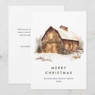 Vintage Country-Weihnachten Scheunen-Kieferbaum Un Feiertagskarte
