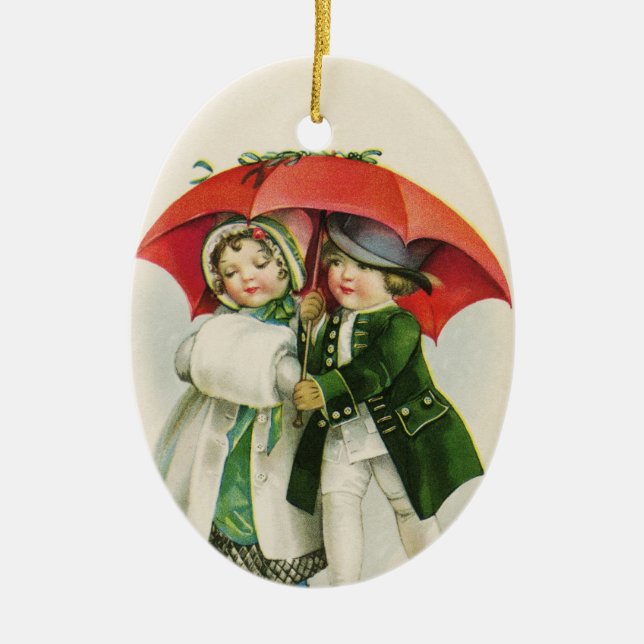 Vintage Couple First Christmas Keramik Ornament (Vorne)