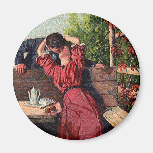 Vintage Couple Kissing Valentines Magnet (Vorne)