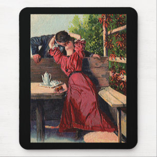 Vintage Couple Kissing Valentines Mousepad