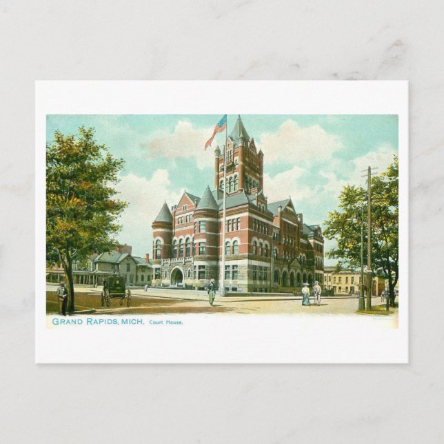 Vintage Court House, Grand Rapids, Michigan Postkarte (Vorderseite)