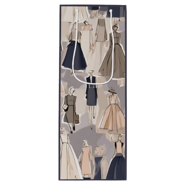 Vintage Couture Illustration Swag Bag Geschenktüte Für Weinflaschen (Vorderseite)