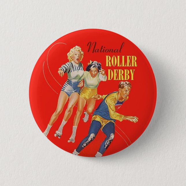 Vintage-Coverart eines Roller-Derby-Programms Button (Vorderseite)