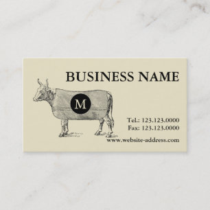 Vintage Cow Blankon Monogram Visitenkarte