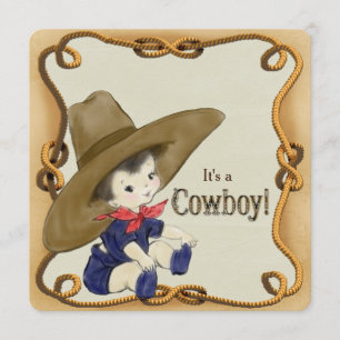 Vintage Cowboy-Baby-Dusche Einladung