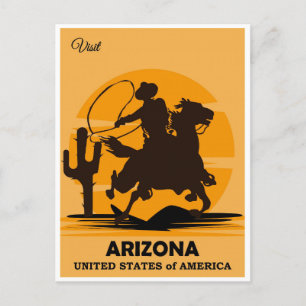 Vintage Cowboy besucht Arizona Reise Postkarte
