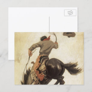 Vintage Cowboy, Bronco Buster Studie von NC Wyeth Postkarte