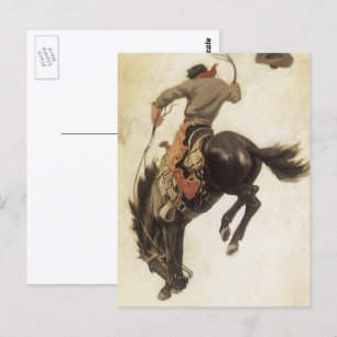 Vintage Cowboy, Bronco Buster Studie von NC Wyeth Postkarte