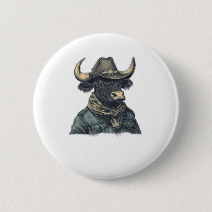 Vintage-Cowboy-Bull-Rodeo Moooch verpflichtet Pard Button