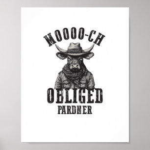 Vintage-Cowboy-Bull-Rodeo-Moooch-verpflichteter-Ku Poster