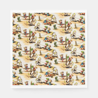 Vintage Cowboy Cowgirl Country Kinder Pony Kaktus Serviette