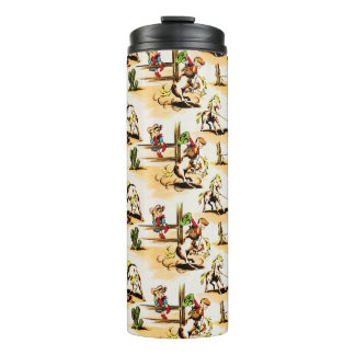Vintage Cowboy Cowgirl Country Kinder Pony Kaktus Thermosbecher