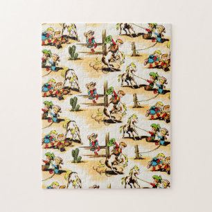 Vintage Cowboy Cowgirl Land Kinder Pony Kaktus Puzzle