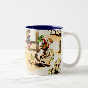 Vintage Cowboy Cowgirl Land Kinder Pony Kaktus Zweifarbige Tasse