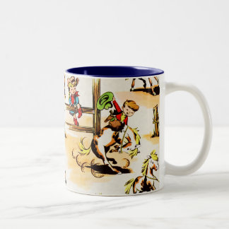 Vintage Cowboy Cowgirl Land Kinder Pony Kaktus Zweifarbige Tasse