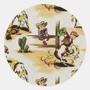 Vintage-Cowboy-Cowgirl-Rundsticker Runder Aufkleber