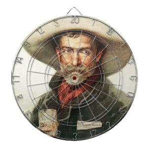 Vintage Cowboy Drinking Weidemann Beer Dartboard Dartscheibe