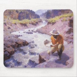 Vintage Cowboy, Goldwaschen, Wyoming von Leigh Mousepad