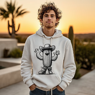 Vintage Cowboy Kaktus – Retro Halftone Maskottchen Hoodie