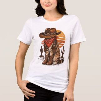 Vintage-Cowboy-Katze-Western-Grafik – Rustikales R Tri-Blend Shirt
