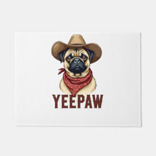 Vintage-Cowboy-Mops-YeePaw-Western-Hund-Illustrati Fußmatte