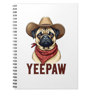 Vintage-Cowboy-Mops-YeePaw-Western-Hund-Illustrati Notizblock