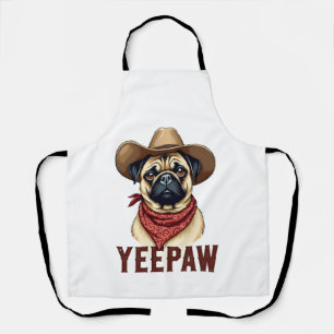 Vintage-Cowboy-Mops-YeePaw-Western-Hund-Illustrati Schürze