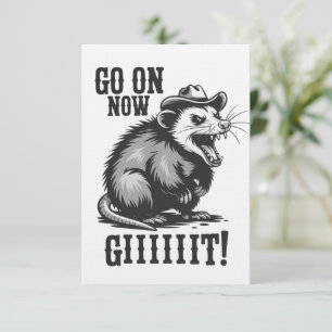 Vintage Cowboy Opossum Geh Jetzt Weiter Western  Einladung