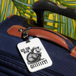 Vintage Cowboy Opossum Mach Jetzt Western Weiter  Gepäckanhänger