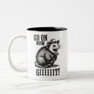 Vintage-Cowboy-Opossum-Mach-Schon-Western Zweifarbige Tasse