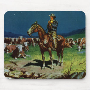 Vintage Cowboy, Rinderzüchter auf der Farm Mousepad