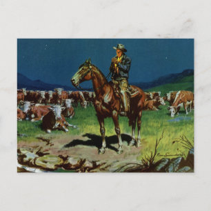 Vintage Cowboy, Rinderzüchter auf der Farm Postkarte