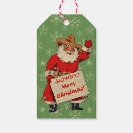 Vintage-Cowboy-Santa Geschenkanhänger
