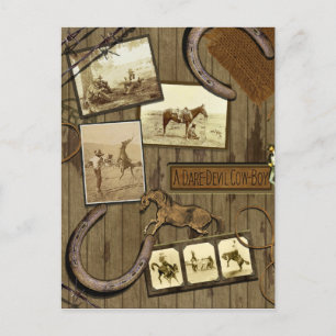 Vintage-Cowboy-Schrappbuch-Postkarte Postkarte