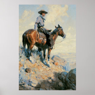 Vintage Cowboy, Sentinel of the Plains Von Dunton Poster