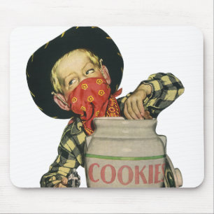 Vintage-Cowboy-Spielzeugpistole Hand im Keksglas Mousepad