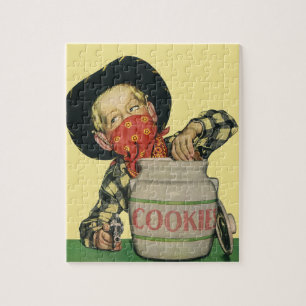 Vintage-Cowboy-Spielzeugpistole Hand im Keksglas Puzzle