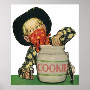 Vintage-Cowboy-Spielzeugpistole Hand in der Keksdo Poster