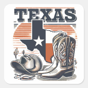 Vintage-Cowboy Texas Quadratischer Aufkleber