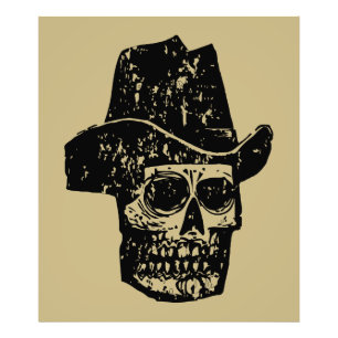 Vintage-Cowboy-Totenkopf-Druck mit altem Western-H Fotodruck