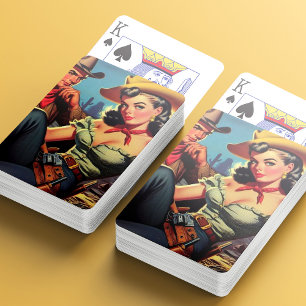 Vintage-Cowboy und Cowgirl Spielkarten