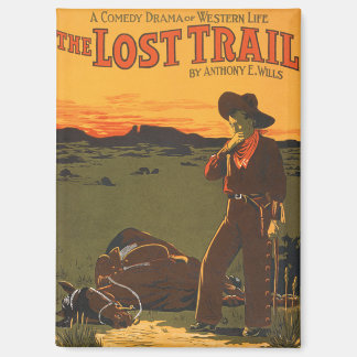 Vintage-Cowboy- und Pferde-Sonnenuntergangs-Wester Magnet