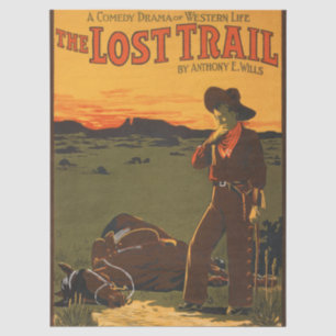 Vintage-Cowboy- und Pferde-Sonnenuntergangs-Wester Seidenpapier
