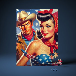 Vintage Cowboy und Pin Up Puzzle