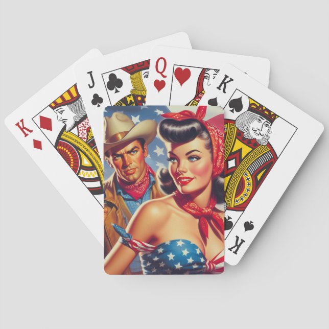 Vintage Cowboy und Pin Up Spielkarten (Rückseite)